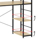 Casa si Gradina - Mobilier - Mese si birouri - Birouri - Birou cu blat MDF si rafturi laterale, cadru metalic, 120x48x122 cm, maro deschis - Infinity.ro