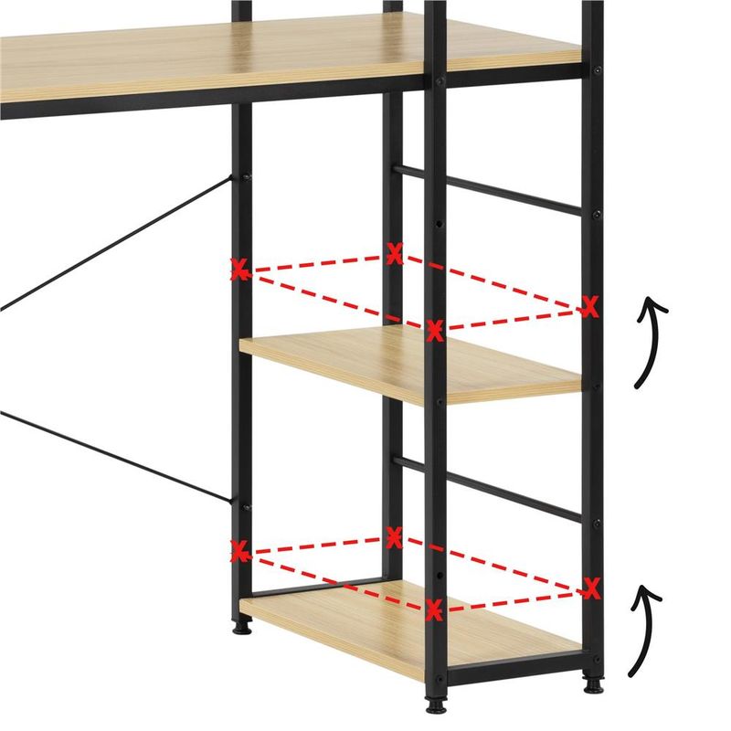 Casa si Gradina - Mobilier - Mese si birouri - Birouri - Birou cu blat MDF si rafturi laterale, cadru metalic, 120x48x122 cm, maro deschis - Infinity.ro