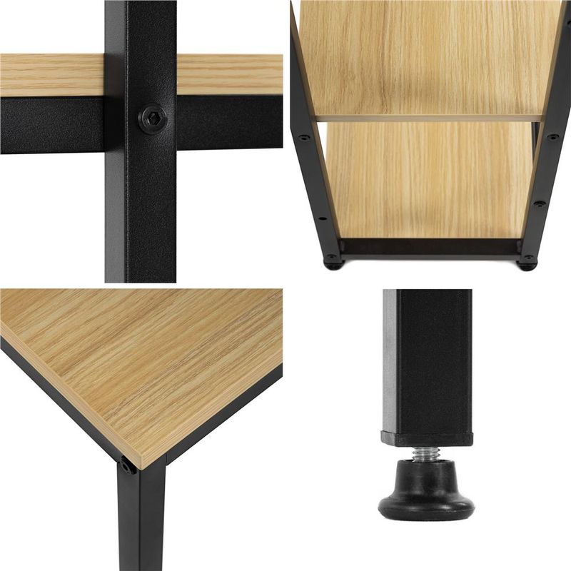 Casa si Gradina - Mobilier - Mese si birouri - Birouri - Birou cu blat MDF si rafturi laterale, cadru metalic, 120x48x122 cm, maro deschis - Infinity.ro