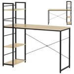 Casa si Gradina - Mobilier - Mese si birouri - Birouri - Birou cu blat MDF si rafturi laterale, cadru metalic, 120x48x122 cm, maro deschis - Infinity.ro