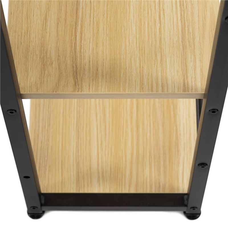 Casa si Gradina - Mobilier - Mese si birouri - Birouri - Birou cu blat MDF si rafturi laterale, cadru metalic, 120x48x122 cm, maro deschis - Infinity.ro