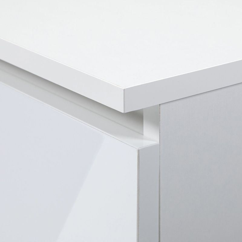 Casa si Gradina - Mobilier - Mese si birouri - Birouri - Birou colt dreapta in L cu 3 sertare si rafturi, fronturi din MDF lucios, 155x85x77 cm, alb lucios - Infinity.ro