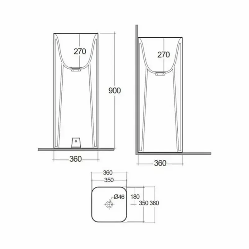 Casa si Gradina - Sanitare - Lavoar baie si accesorii - Lavoare si piedestale - Lavoar freestanding Rak Ceramics Petit patrat 36 cm alb - Infinity.ro
