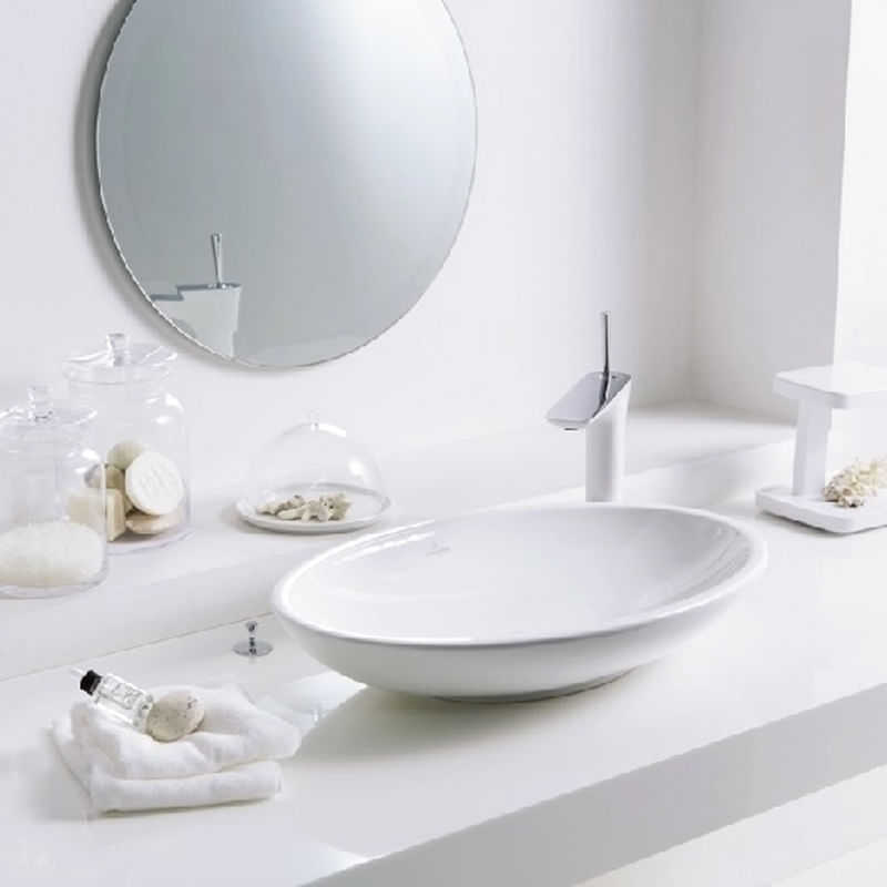 Casa si Gradina - Sanitare - Lavoar baie si accesorii - Lavoare si piedestale - Lavoar pe blat Villeroy & Boch, Loop & Friends, oval, 63 cm, cu preaplin, alb - Infinity.ro