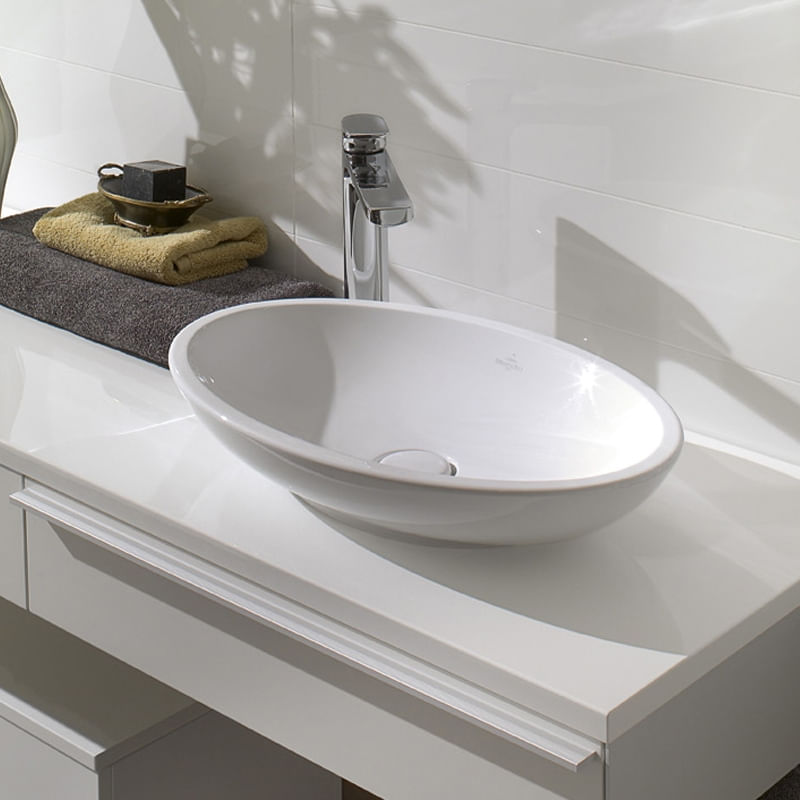 Casa si Gradina - Sanitare - Lavoar baie si accesorii - Lavoare si piedestale - Lavoar pe blat Villeroy & Boch, Loop & Friends, oval, 63 cm, cu preaplin, alb - Infinity.ro