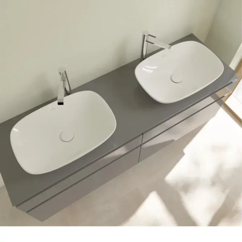 Casa si Gradina - Sanitare - Lavoar baie si accesorii - Lavoare si piedestale - Lavoar pe blat Villeroy&Boch Loop&Friends dreptunghiular alb 56 cm - Infinity.ro