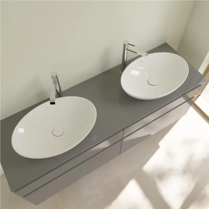Casa si Gradina - Sanitare - Lavoar baie si accesorii - Lavoare si piedestale - Lavoar pe blat Villeroy&Boch Loop&Friends oval 56 cm alb - Infinity.ro