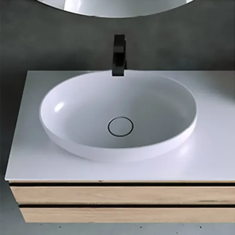 Casa si Gradina - Sanitare - Lavoar baie si accesorii - Lavoare si piedestale - Lavoar pe blat KolpaSan Alexis 55 cm alb - Infinity.ro