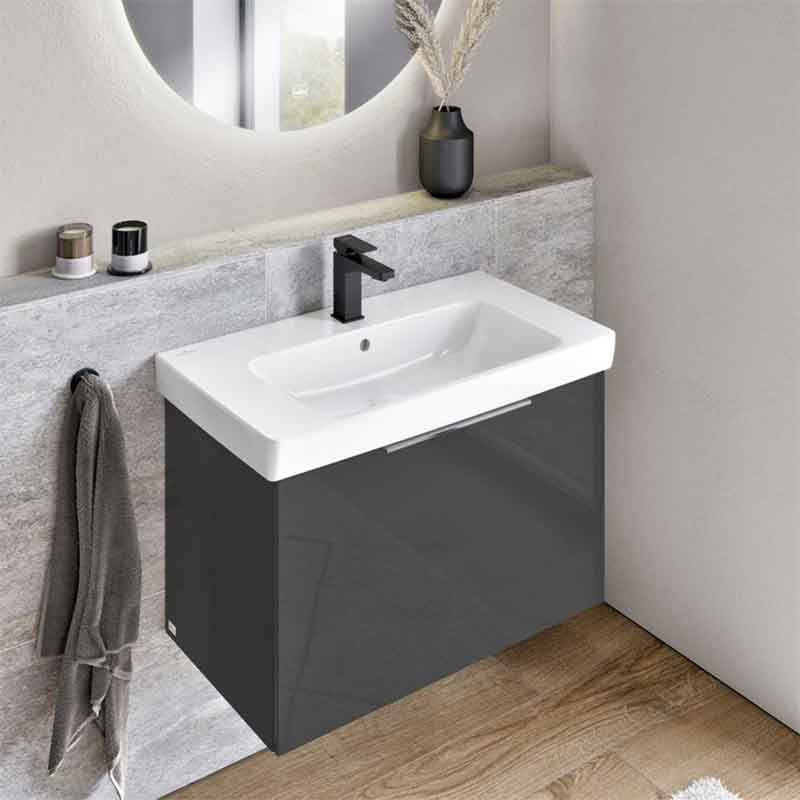 Casa si Gradina - Sanitare - Lavoar baie si accesorii - Baterii sanitare - Baterie lavoar Villeroy & Boch, Architectura Square, fara ventil, negru mat - Infinity.ro