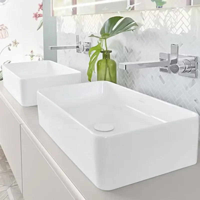 Casa si Gradina - Sanitare - Lavoar baie si accesorii - Lavoare si piedestale - Lavoar pe blat Villeroy&Boch Collaro dreptunghiular 56 cm alb - Infinity.ro