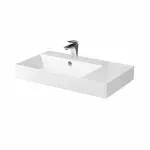 Casa si Gradina - Sanitare - Lavoar baie si accesorii - Lavoare si piedestale - Lavoar alb pe mobilier Cersanit Inverto 80 cm Dreapta - Infinity.ro