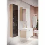 Casa si Gradina - Sanitare - Lavoar baie si accesorii - Lavoare si piedestale - Lavoar alb pe mobilier Cersanit Inverto 80 cm Dreapta - Infinity.ro