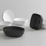 Casa si Gradina - Sanitare - Lavoar baie si accesorii - Lavoare si piedestale - Lavoar pe blat Cersanit Larga antracit mat 38 cm - Infinity.ro