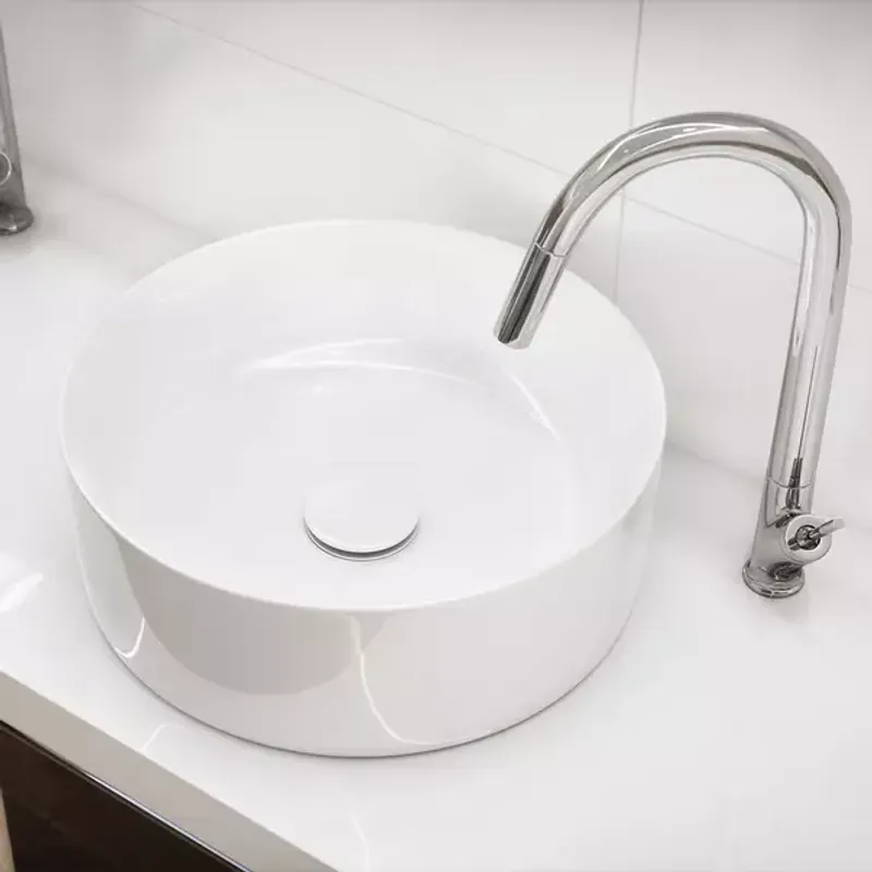 Casa si Gradina - Sanitare - Lavoar baie si accesorii - Lavoare si piedestale - Lavoar pe blat Cersanit Crea alb lucios 38 cm - Infinity.ro