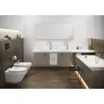 Casa si Gradina - Sanitare - Lavoar baie si accesorii - Lavoare si piedestale - Lavoar pe blat Cersanit Crea alb lucios 38 cm - Infinity.ro