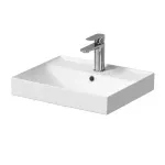 Casa si Gradina - Sanitare - Lavoar baie si accesorii - Lavoare si piedestale - Lavoar incastrat patrat alb mat Cersanit Larga Rocklite 50 cm - Infinity.ro