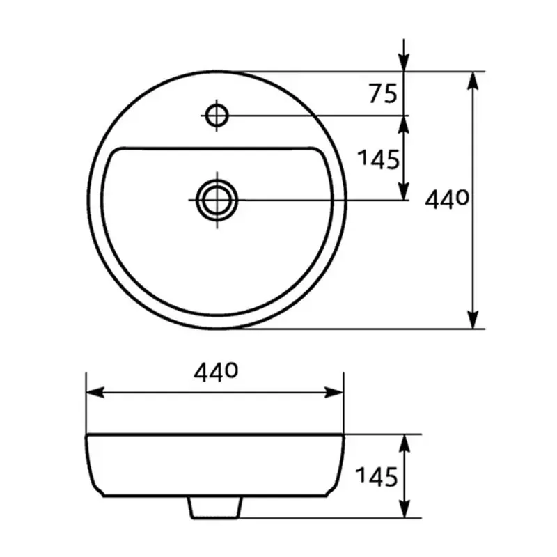 Casa si Gradina - Sanitare - Lavoar baie si accesorii - Lavoare si piedestale - Lavoar pe blat Cersanit Caspia Ring alb lucios 44 cm - Infinity.ro