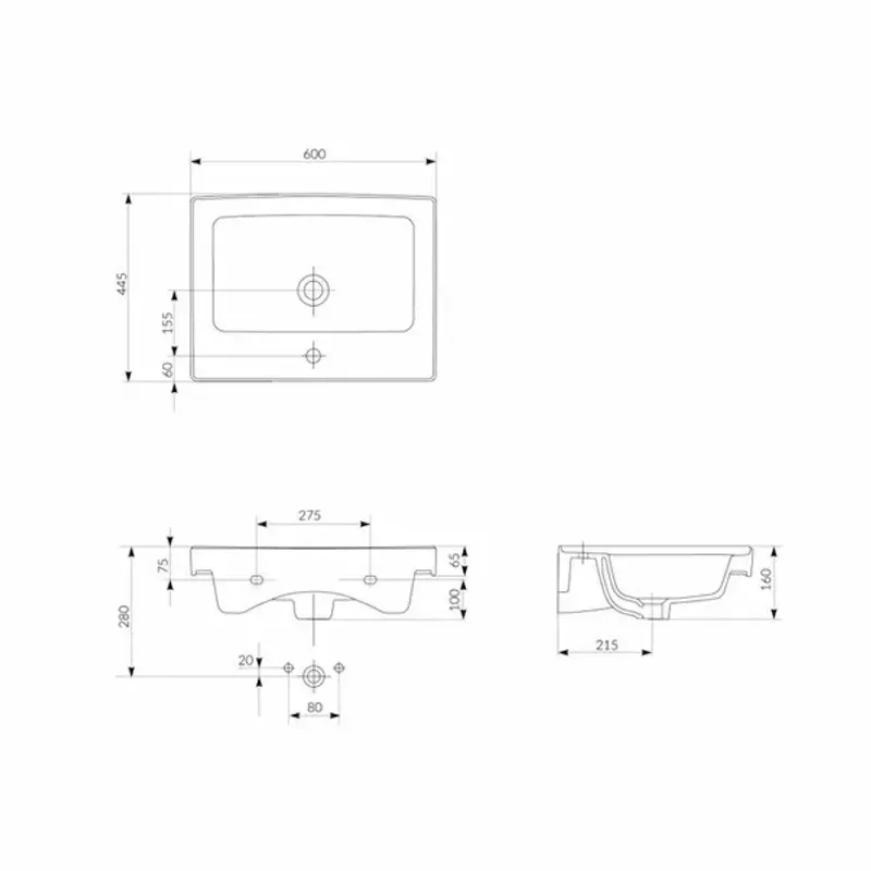 Casa si Gradina - Sanitare - Lavoar baie si accesorii - Lavoare si piedestale - Lavoar pe mobilier Cersanit Crea 60 cm - Infinity.ro