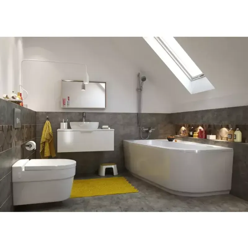 Casa si Gradina - Sanitare - Lavoar baie si accesorii - Lavoare si piedestale - Lavoar pe blat Cersanit Caspia Ring alb lucios 44 cm - Infinity.ro