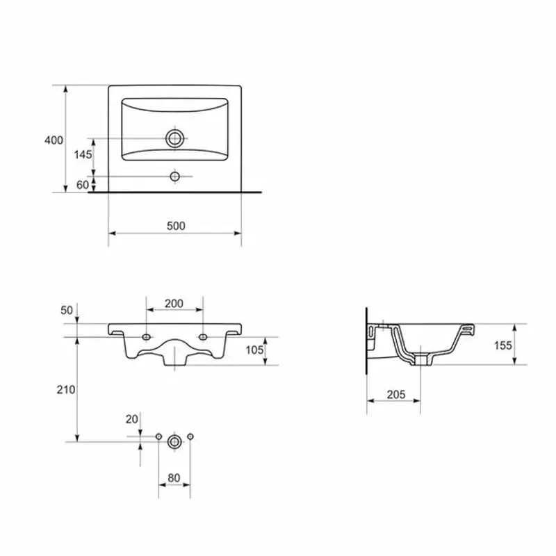 Casa si Gradina - Sanitare - Lavoar baie si accesorii - Lavoare si piedestale - Lavoar pe mobilier Cersanit Como 50x40 cm - Infinity.ro