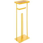 Casa si Gradina - Sanitare - Suporturi si accesorii baie - Suporturi baie - Suport hartie igienica 5Five cu raft depozitare, otel, 18x12x59 cm, galben - Infinity.ro