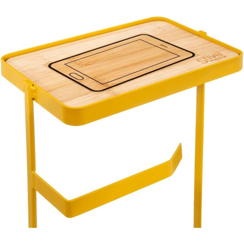 Casa si Gradina - Sanitare - Suporturi si accesorii baie - Suporturi baie - Suport hartie igienica 5Five cu raft depozitare, otel, 18x12x59 cm, galben - Infinity.ro