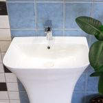 Casa si Gradina - Sanitare - Lavoar baie si accesorii - Lavoare si piedestale - Lavoar stativ, Fluminia, Aramis 55, back-to-wall, alb - Infinity.ro