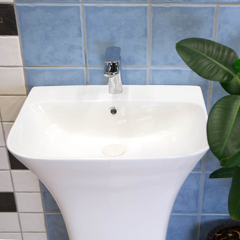 Casa si Gradina - Sanitare - Lavoar baie si accesorii - Lavoare si piedestale - Lavoar stativ, Fluminia, Aramis 55, back-to-wall, alb - Infinity.ro