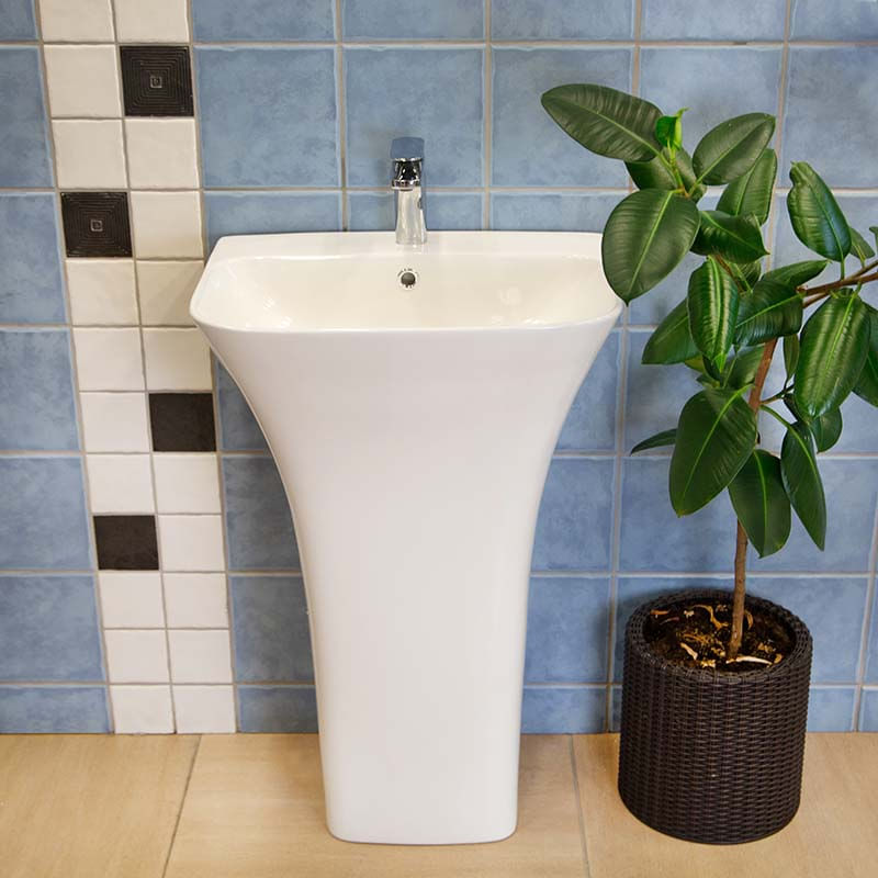 Casa si Gradina - Sanitare - Lavoar baie si accesorii - Lavoare si piedestale - Lavoar stativ, Fluminia, Aramis 55, back-to-wall, alb - Infinity.ro