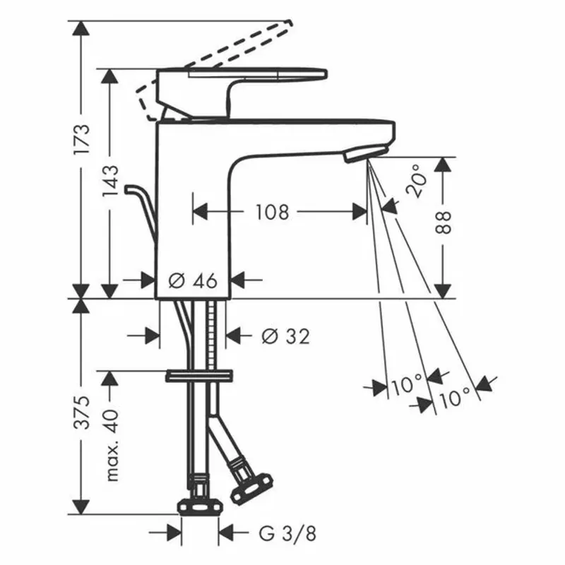 Casa si Gradina - Sanitare - Lavoar baie si accesorii - Baterii sanitare - Baterie lavoar Hansgrohe Vernis Blend 100 negru mat cu ventil Pop-Up - Infinity.ro