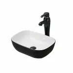 Casa si Gradina - Sanitare - Lavoar baie si accesorii - Lavoare si piedestale - Lavoar pe blat Fluminia Crius alb negru dreptunghiular 46.5x33.5 cm - Infinity.ro