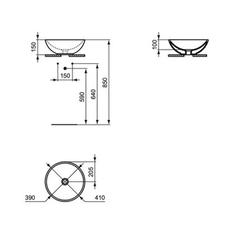 Casa si Gradina - Sanitare - Lavoar baie si accesorii - Lavoare si piedestale - Lavoar pe blat Ideal Standard Strada 41 cm negru mat - Infinity.ro
