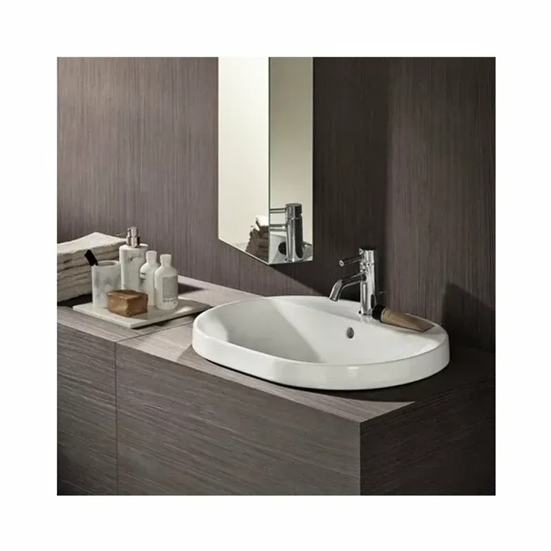 Casa si Gradina - Sanitare - Lavoar baie si accesorii - Lavoare si piedestale - Lavoar incastrat Geberit Variform oval cu preaplin 60x48 cm - Infinity.ro