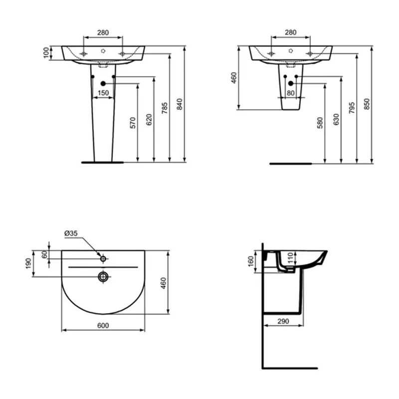 Casa si Gradina - Sanitare - Lavoar baie si accesorii - Lavoare si piedestale - Lavoar suspendat Ideal Standard Connect Air Arc 60 cm alb lucios - Infinity.ro