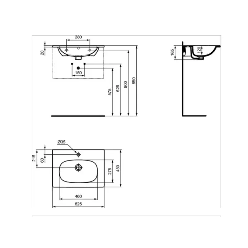 Casa si Gradina - Sanitare - Lavoar baie si accesorii - Lavoare si piedestale - Lavoar pe mobilier Ideal Standard Tesi 62x45 cm - Infinity.ro