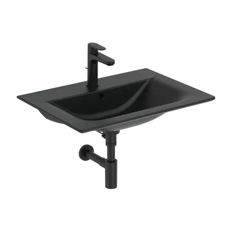 Casa si Gradina - Sanitare - Lavoar baie si accesorii - Lavoare si piedestale - Lavoar pe mobilier Ideal Standard Connect Air 64x46 cm negru mat - Infinity.ro