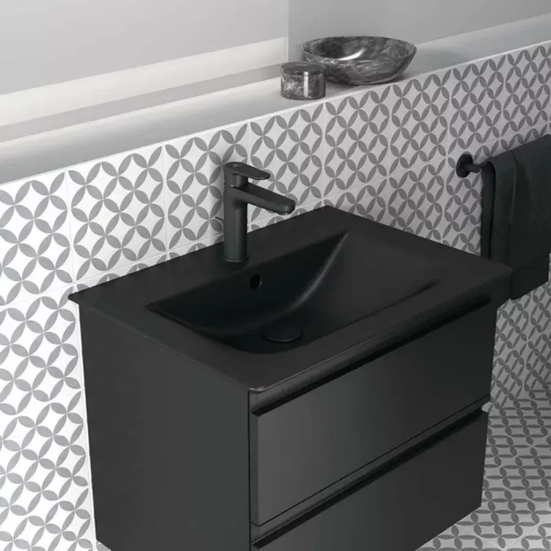 Casa si Gradina - Sanitare - Lavoar baie si accesorii - Lavoare si piedestale - Lavoar pe mobilier Ideal Standard Connect Air 64x46 cm negru mat - Infinity.ro