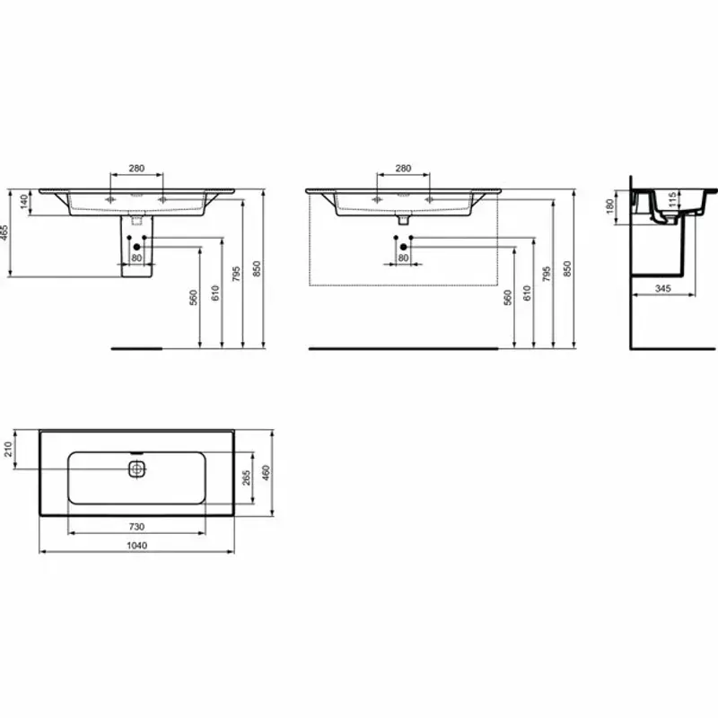 Casa si Gradina - Sanitare - Lavoar baie si accesorii - Lavoare si piedestale - Lavoar pe mobilier Ideal Standard Strada II 104 cm - Infinity.ro