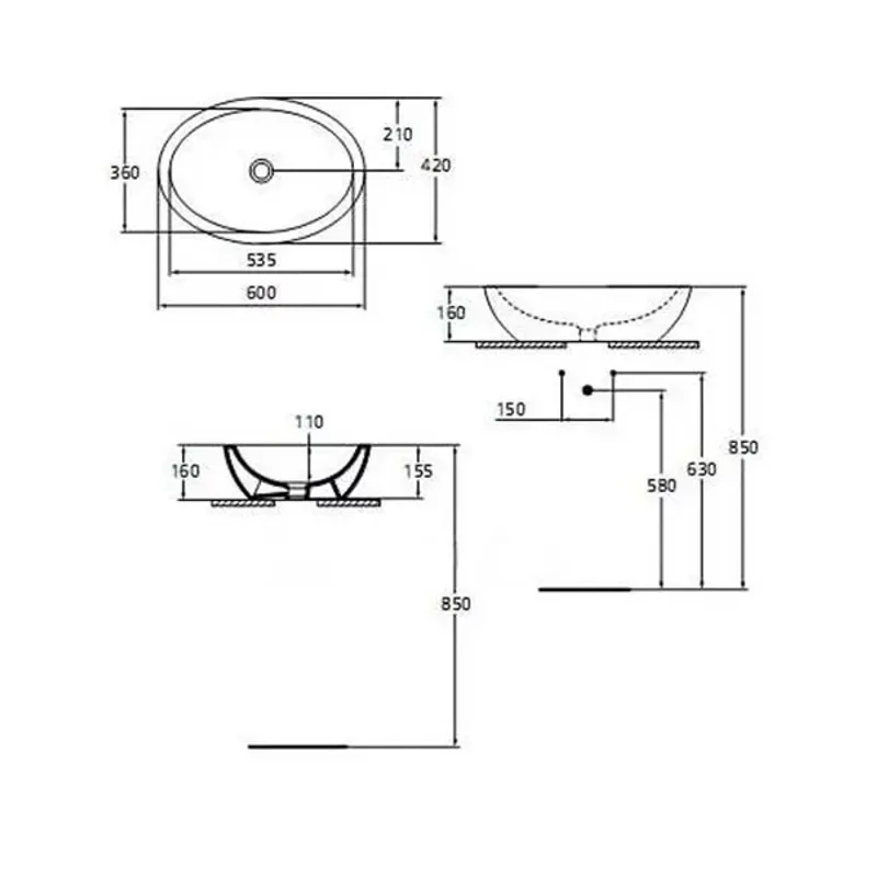 Casa si Gradina - Sanitare - Lavoar baie si accesorii - Lavoare si piedestale - Lavoar pe blat Ideal Standard Strada 60 cm negru mat - Infinity.ro