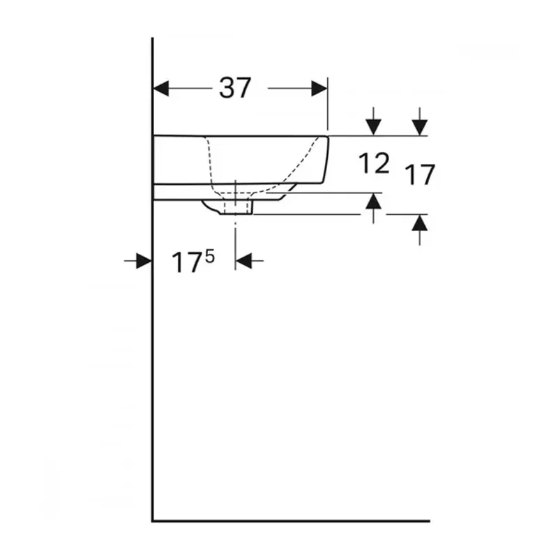 Casa si Gradina - Sanitare - Lavoar baie si accesorii - Lavoare si piedestale - Lavoar suspendat Geberit Selnova Compact alb cu orificiu baterie - Infinity.ro