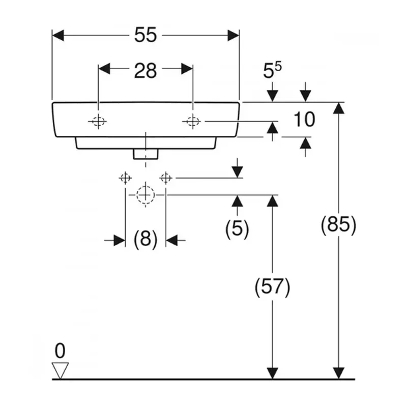 Casa si Gradina - Sanitare - Lavoar baie si accesorii - Lavoare si piedestale - Lavoar suspendat Geberit Selnova Compact alb cu orificiu baterie - Infinity.ro
