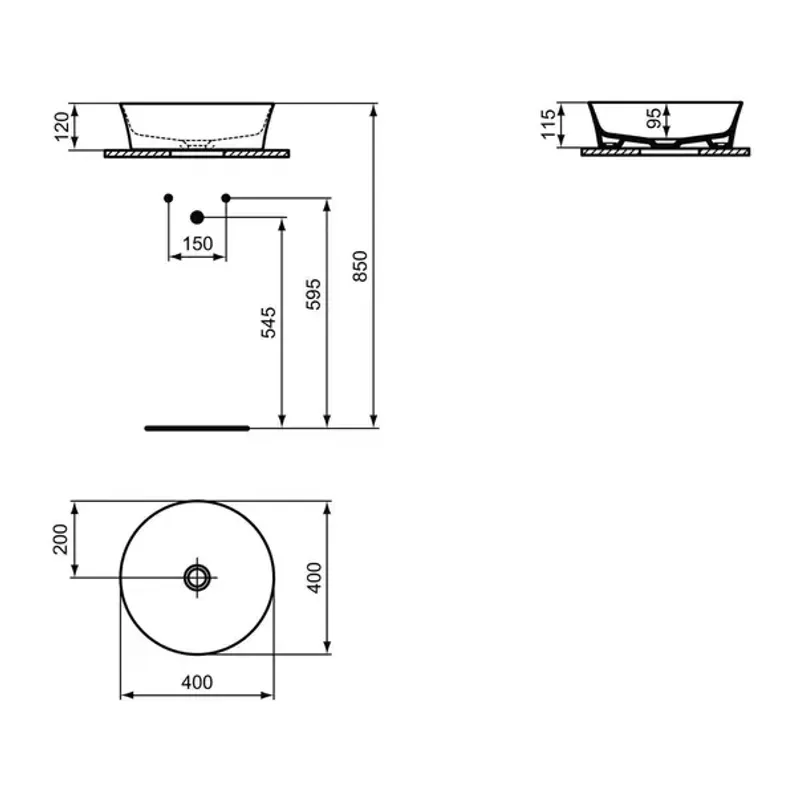 Casa si Gradina - Sanitare - Lavoar baie si accesorii - Lavoare si piedestale - Lavoar pe blat Ideal Standard Atelier Ipalyss 40 cm alb lucios - Infinity.ro