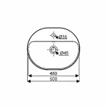 Casa si Gradina - Sanitare - Lavoar baie si accesorii - Lavoare si piedestale - Lavoar pe blat Geberit Variform eliptic cu preaplin 50x40 cm - Infinity.ro