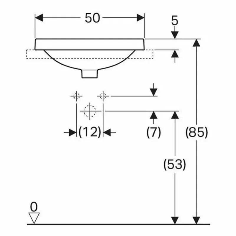 Casa si Gradina - Sanitare - Lavoar baie si accesorii - Lavoare si piedestale - Lavoar semiincastrat Geberit Variform oval cu preaplin 50x45 cm - Infinity.ro