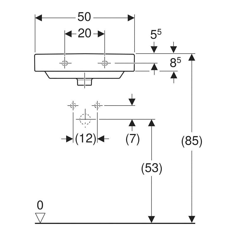 Casa si Gradina - Sanitare - Lavoar baie si accesorii - Lavoare si piedestale - Lavoar, Geberit, Smyle Square, 50 cm, alb - Infinity.ro