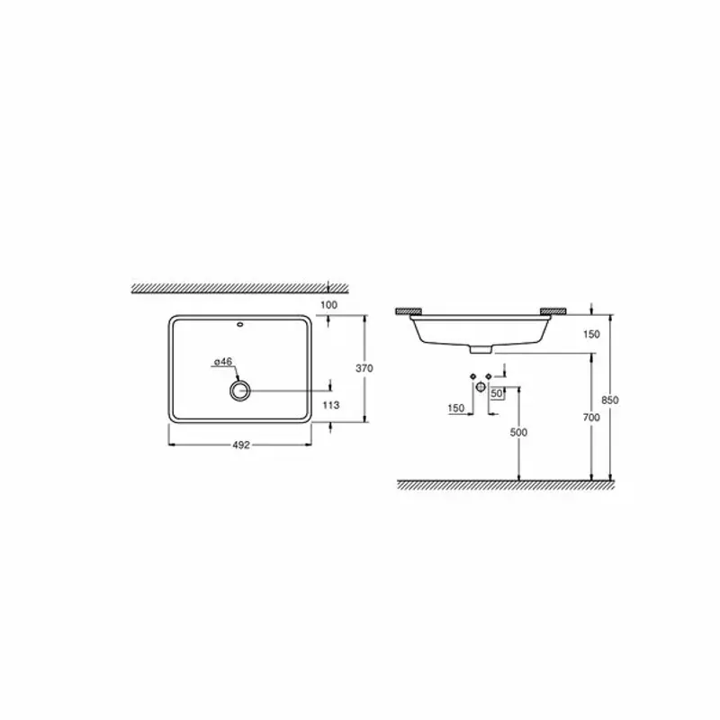 Casa si Gradina - Sanitare - Lavoar baie si accesorii - Lavoare si piedestale - Lavoar sub blat Grohe Cube Ceramic cu PureGuard 50x37 cm - Infinity.ro