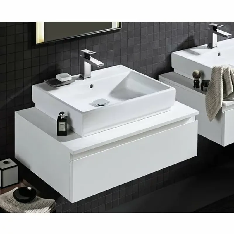 Casa si Gradina - Sanitare - Lavoar baie si accesorii - Lavoare si piedestale - Lavoar pe blat Grohe Cube Ceramic cu PureGuard 60x49 cm - Infinity.ro