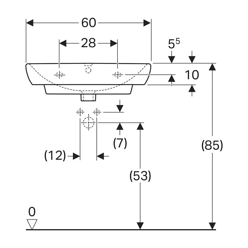 Casa si Gradina - Sanitare - Lavoar baie si accesorii - Lavoare si piedestale - Lavoar suspendat, Geberit, Selnova Square, 60 cm, alb - Infinity.ro
