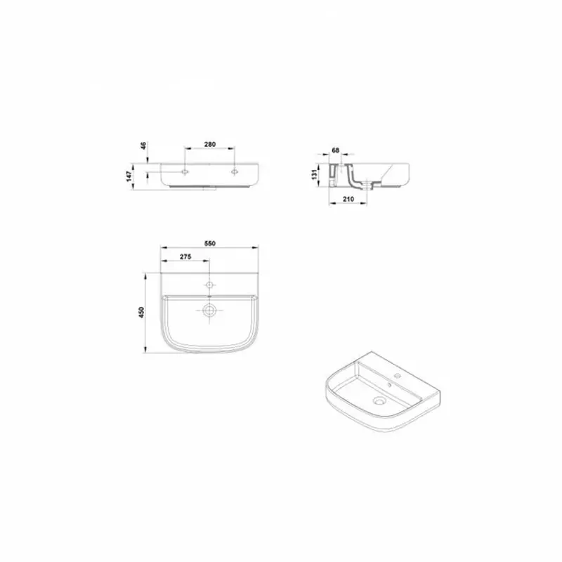 Casa si Gradina - Sanitare - Lavoar baie si accesorii - Lavoare si piedestale - Lavoar pe blat Gala Mid 55x45 - Infinity.ro