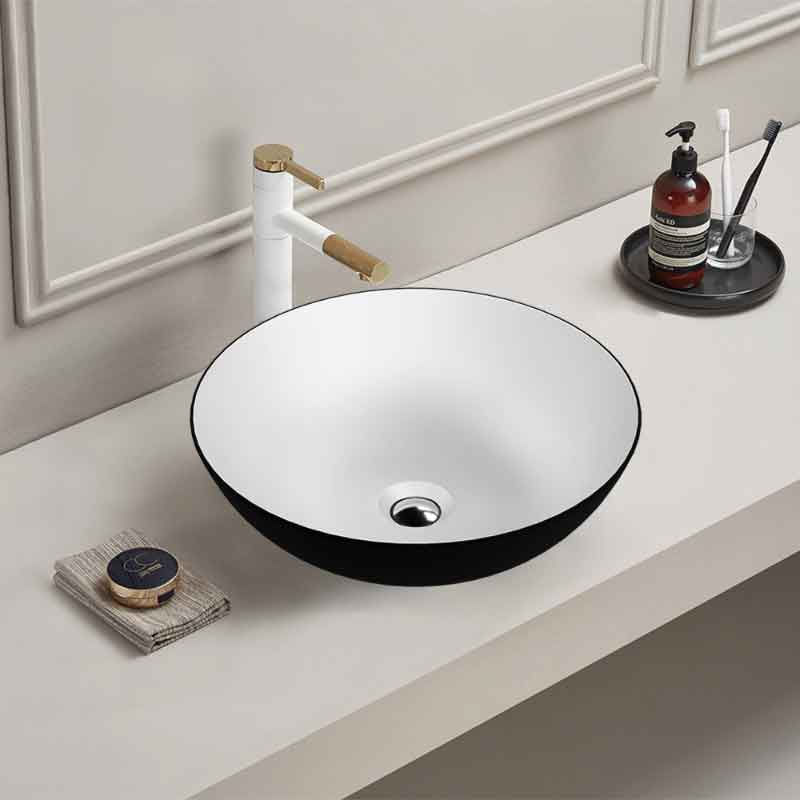 Casa si Gradina - Sanitare - Lavoar baie si accesorii - Lavoare si piedestale - Lavoar pe blat Spectrum, Moana Black, rotund, negru mat - Infinity.ro